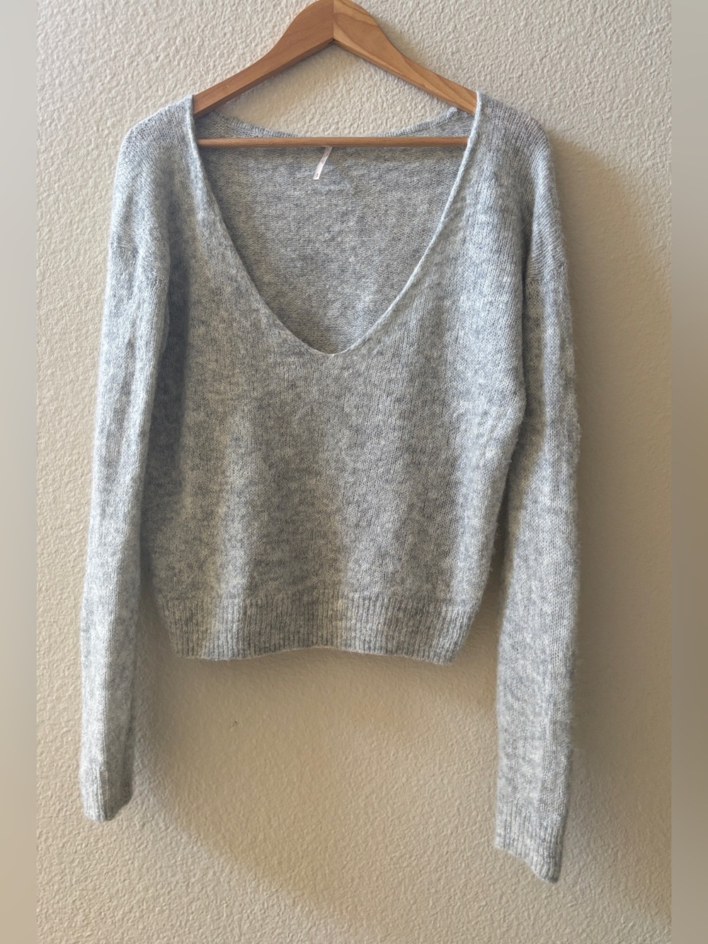 Free People Alpaca Wool Scoop Neck Long Sleeve Pullover Sweater Size S